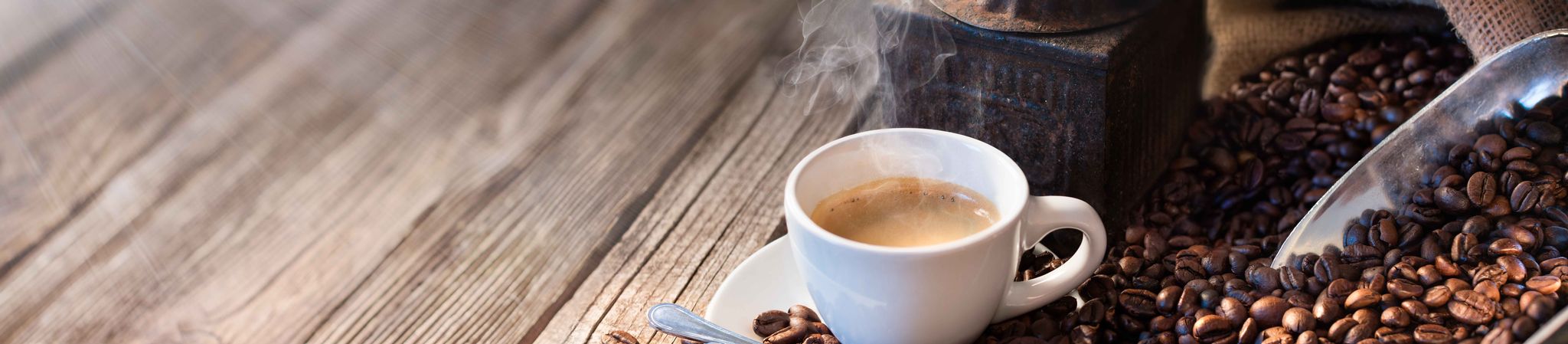 Coffee cup and coffee beans