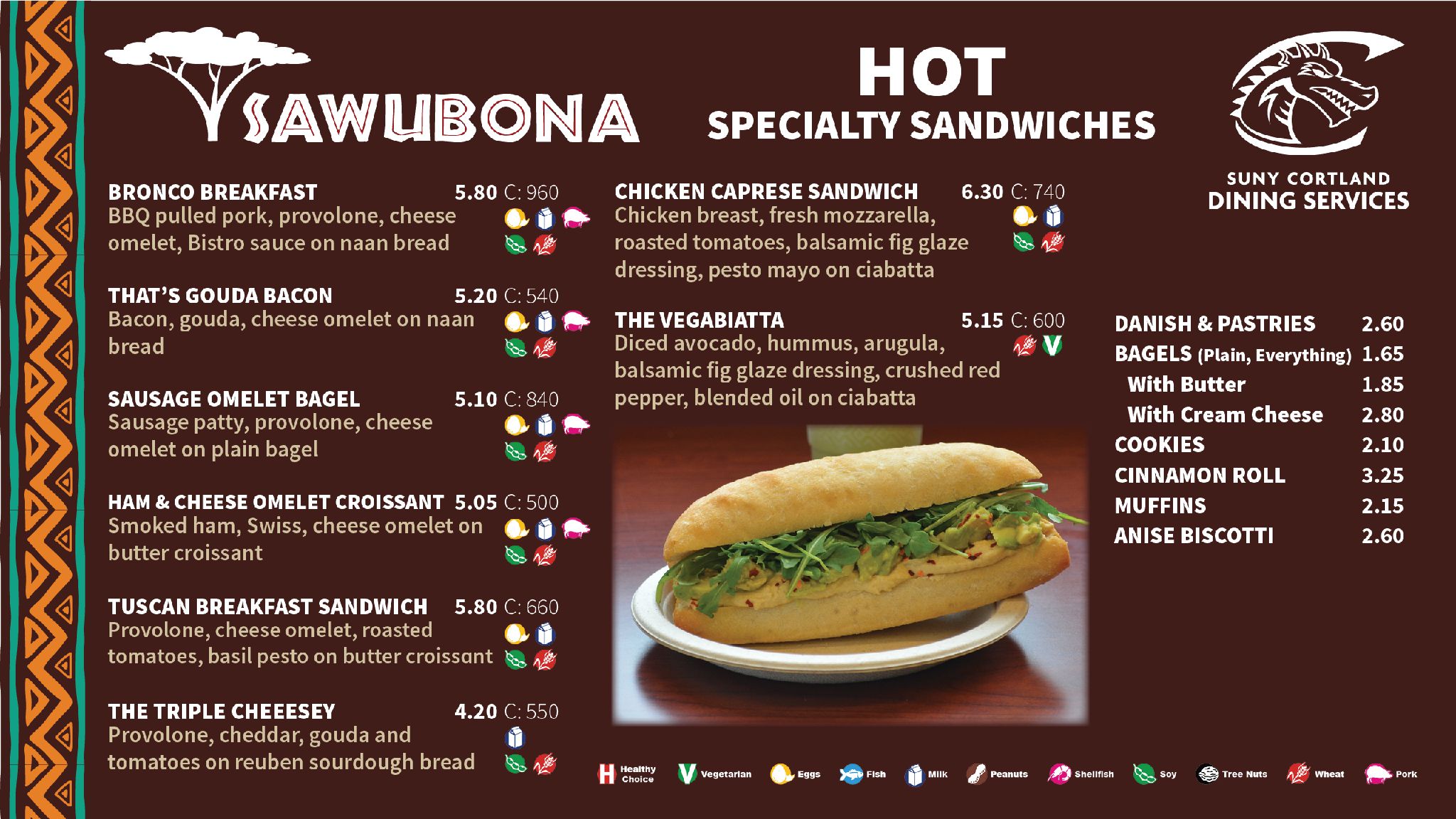 Moffett Center Sandwich Menu