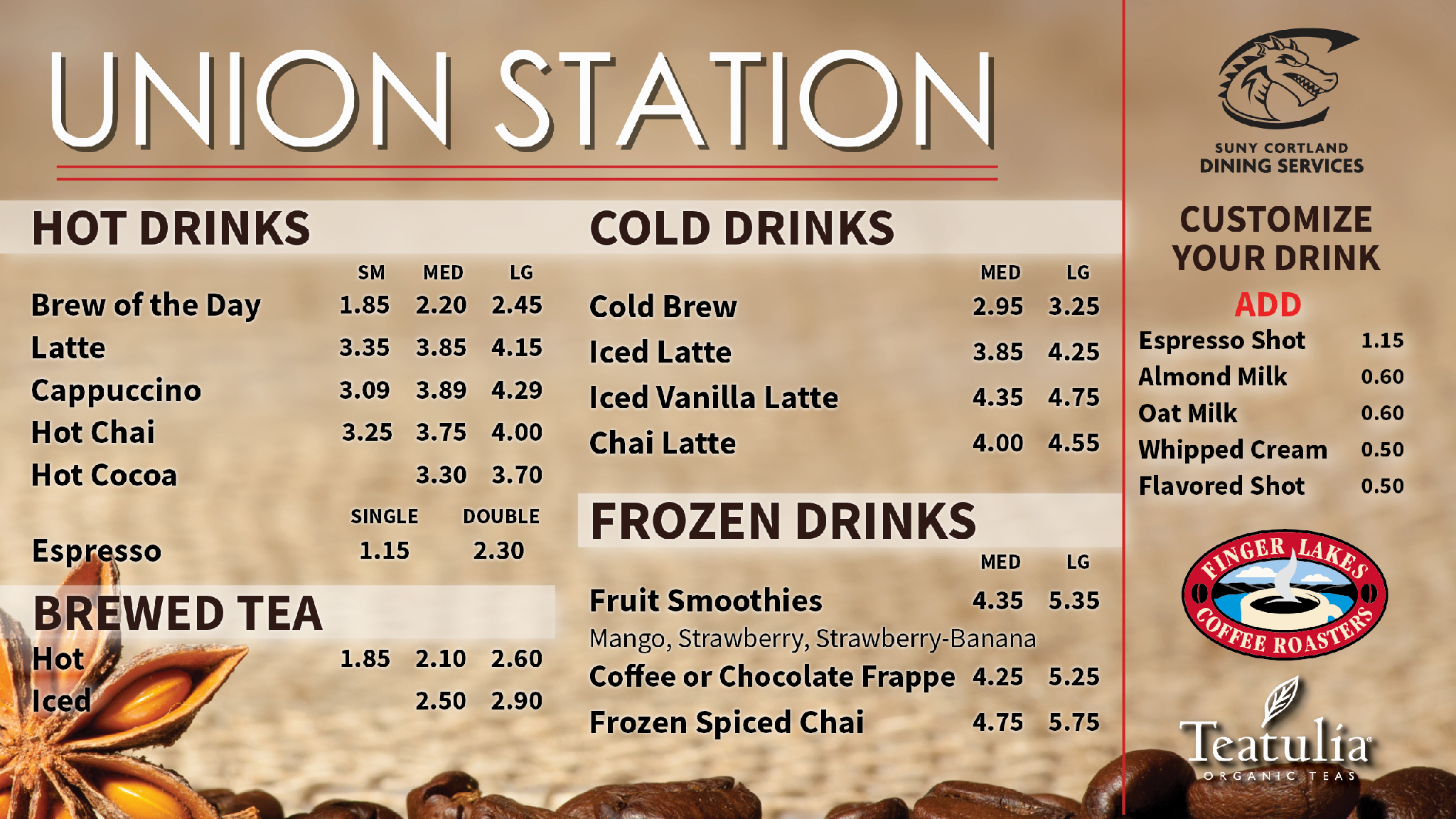 Union Station Drinks Menu