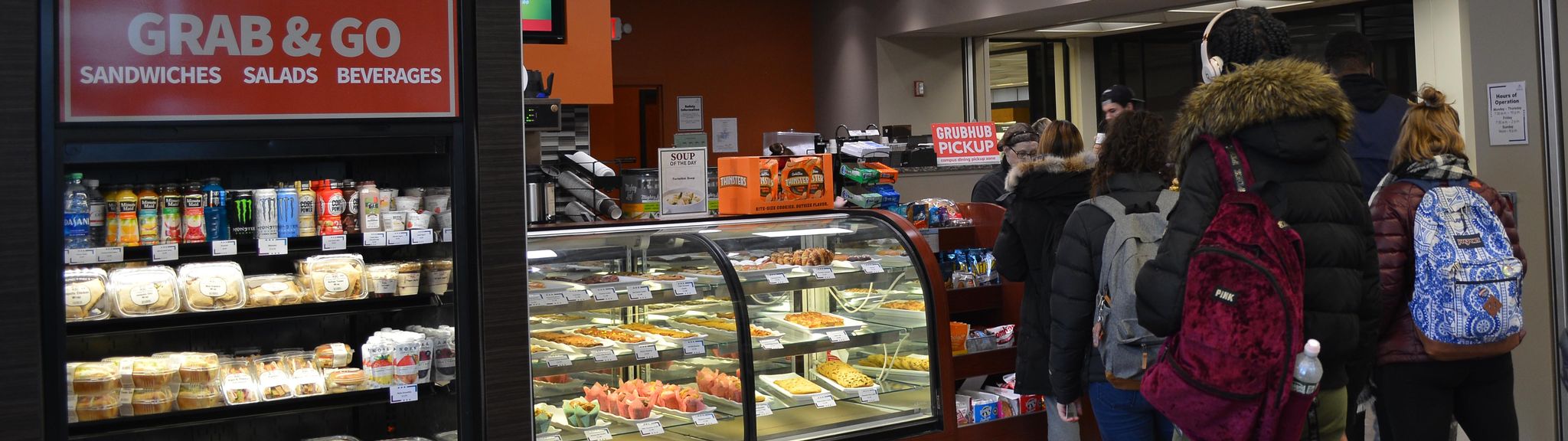 Students in line to buy food